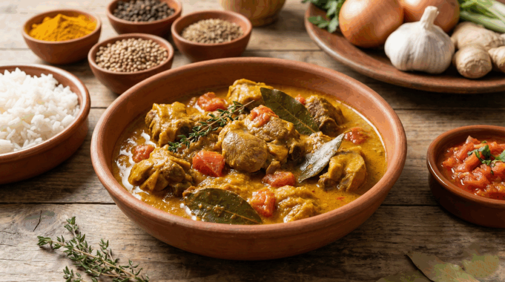 Cabri massalé réunionnais, plat traditionnel créole mijoté aux épices massalé