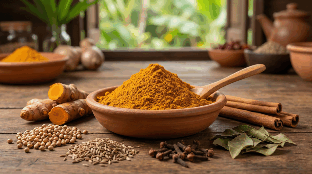 Massalé réunionnais, mélange d’épices traditionnel à base de curcuma, coriandre et cumin